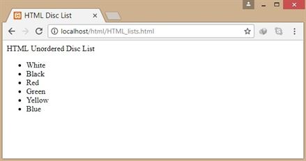 Disc List - HTML Lists