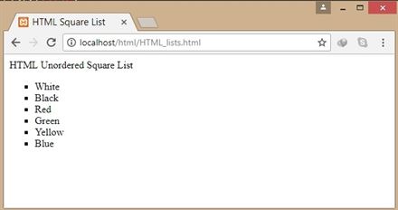 Square List - HTML Lists