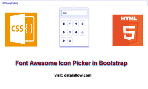 Font Awesome Icon Picker in 500x300 - HTML