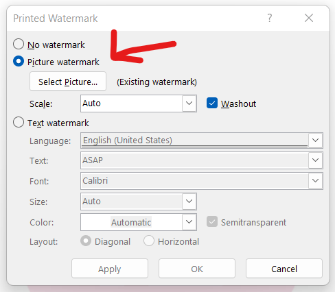 Picture W - How to create custom watermark in MS word 2021 | datainflow