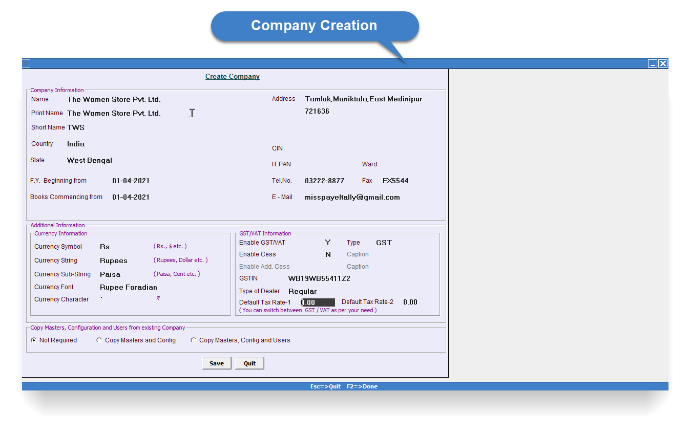Company Creation Screen - 🧾Busy Accounting software Introduction
